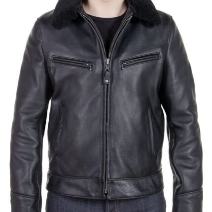 Antique Cowhide Rancher Jacket with Sheepskin Collar