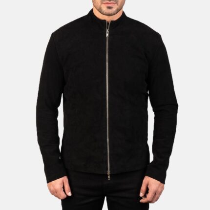 Charcoal Suede Biker Jacket