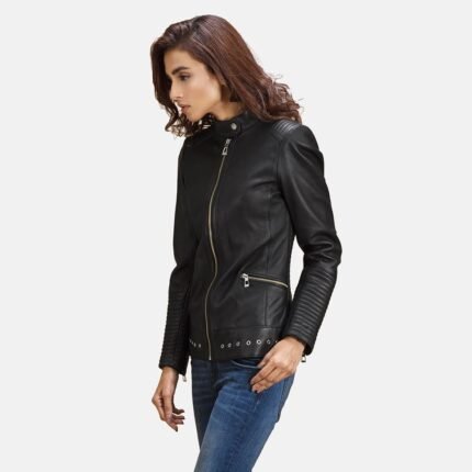 Haley Ray Black Leather Biker Jacket