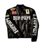Ferrari Racing Black Biker Streetwear Leather Jacket