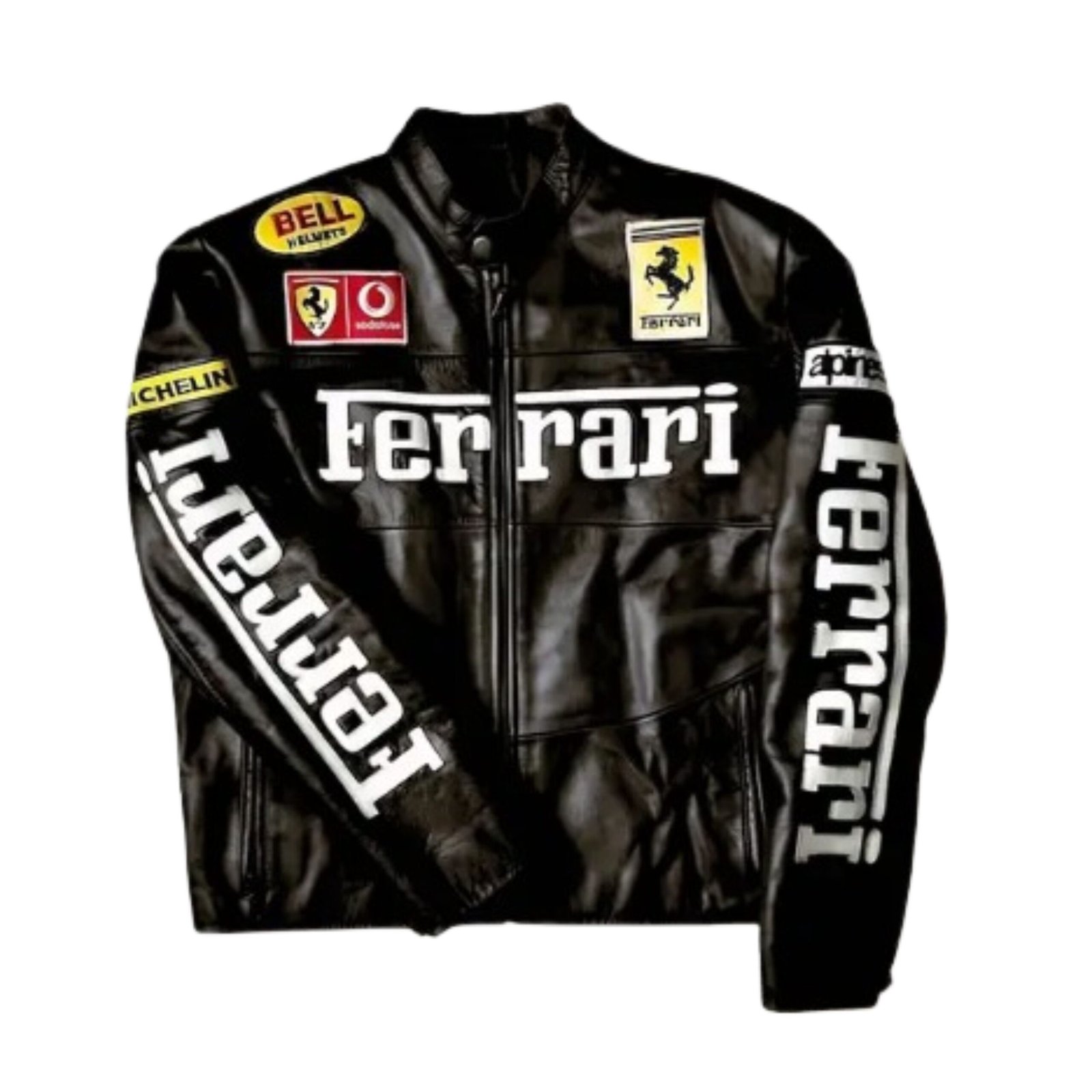 1 Ferrari Racing Black Biker Streetwear Leather Jacket