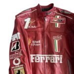 Ferrari F1 Racing Red Motorcycle Riding Gear Cowhide Leather Biker Jacket