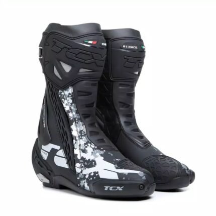 DAINESE RT RACE MENS MOTORCYCLE BOOTS BLACKWHITEGREY