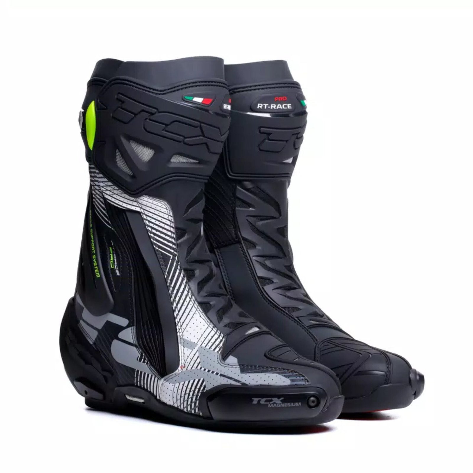 1 DAINESE RT RACE PRO AIR MENS MOTORCYCLE RACING BOOTS BLACKWHITEGREY