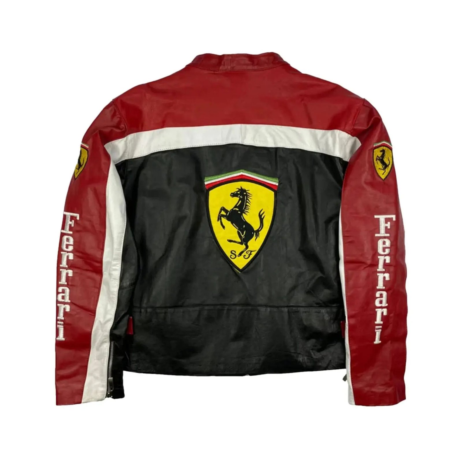 1 Ferrari Leather Racing Moto Biker Jacket