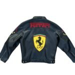 Ferrari Racing Black Motorcycle Riding Gear Cowhide Leather Biker Jacket 2