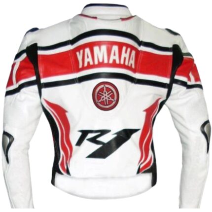 Yamaha Racing White Motorbike Cowhide Leather Jacket