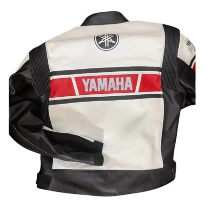 Yamaha Racing White Factory Racing Gear Biker Cowhide Leather Jacket 2