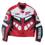 Yamaha Racing Red Motorcycle Riding Gear Cowhide Leather Jacket 2