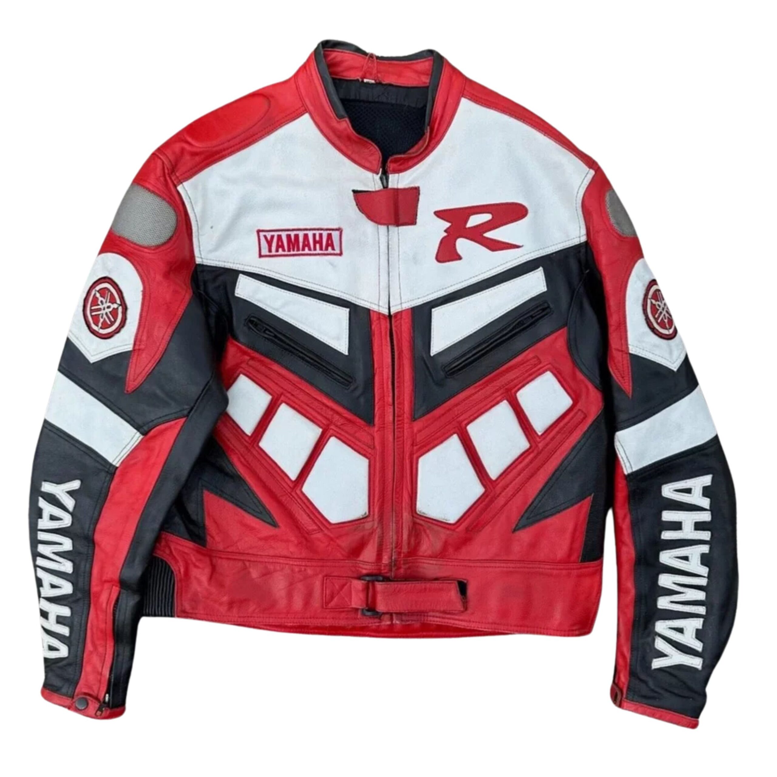 Yamaha Racing Red Motorcycle Riding Gear Cowhide Leather Jacket 2