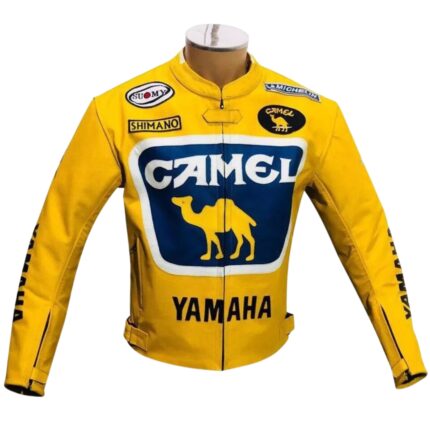 Yamaha Camel Racing Motorcycle Yellow CE Armored Leather Jacket