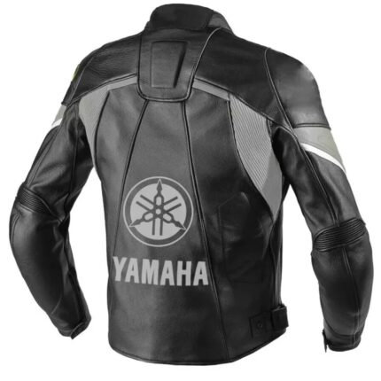 Yamaha Black Racing Motorcycle Cowhide Leather Biker Jacket