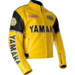 Yamaha Yellow Motorcycle Riding Gear Leather Jacket