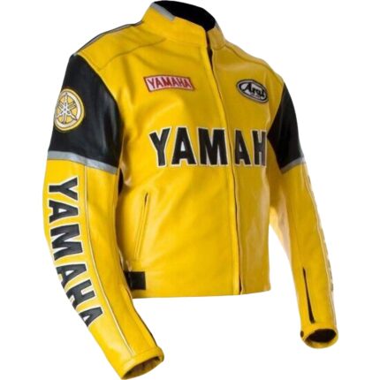 Yamaha Yellow Motorcycle Riding Gear Leather Jacket