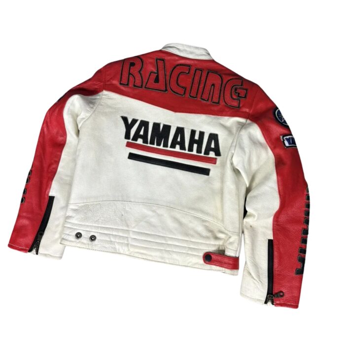 Yamaha Racing Red & White Motorcycle Leather Jacket 2