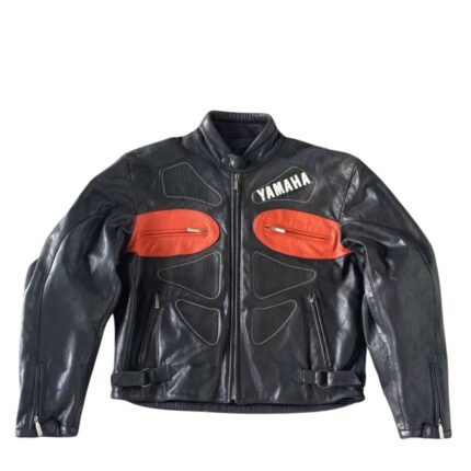 Yamaha Racing Black Streetwear Cowhide Leather Biker Jacket 2