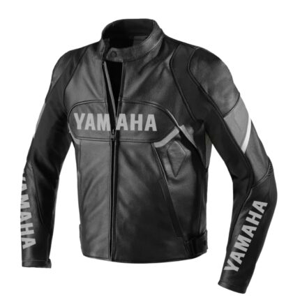 Yamaha Black Racing Motorcycle Cowhide Leather Biker Jacket