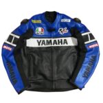 Unisex Yamaha Blue & Black Motorcycle Cowhide Leather Jacket