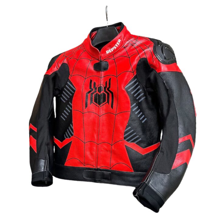 Spiderman Racing Motorbike Leather Jacket