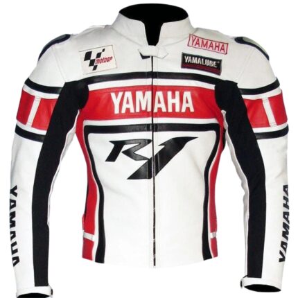 Yamaha Racing White Motorbike Cowhide Leather Jacket
