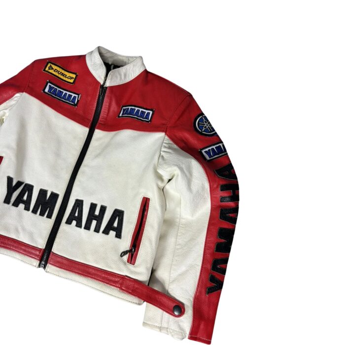 Yamaha Racing Red & White Motorcycle Leather Jacket 2