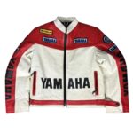 Yamaha Racing Red & White Motorcycle Leather Jacket 2