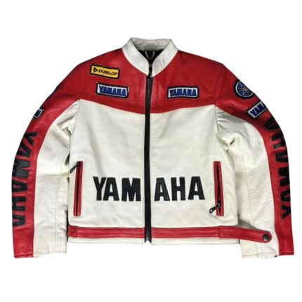 Yamaha Racing Red & White Motorcycle Leather Jacket 2