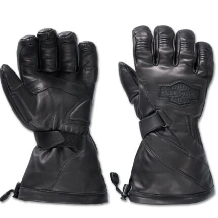 HARLEY Mens Circuit II Waterproof Leather Gauntlet Gloves