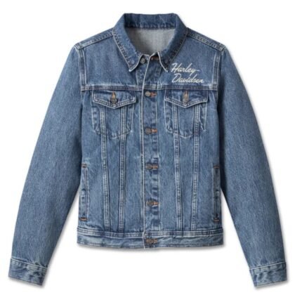 HARLEY DAVIDSON WOMENS ESSENTIAL BAR AS SHIELD DENIM JACKET MEDIUM INDIGO