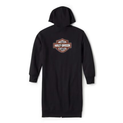 HARLEY DAVIDSON WOMENS ESSENTIAL FLEECE FULL ZIP DUSTER HARLEY BLACK