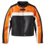 HARLEY DAVIDSON WOMENS ESSENTIAL MOTO BLOCKED LEATHER JACKET