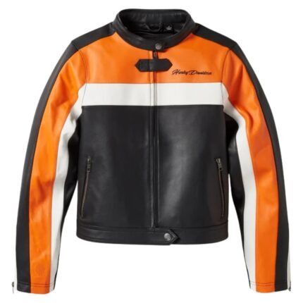 HARLEY DAVIDSON WOMENS ESSENTIAL MOTO BLOCKED LEATHER JACKET