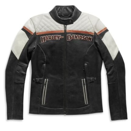 HARLEY DAVIDSON WOMENS HD TRIPLE VENT MISS ENTHUSISAST II LEATHER RIDING JACKET
