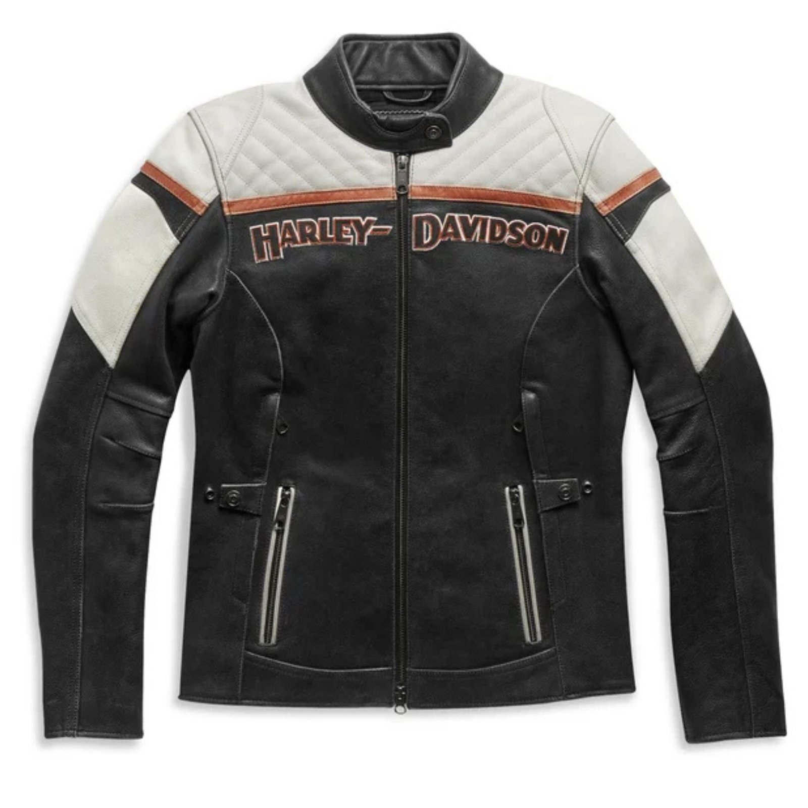 1 HARLEY DAVIDSON WOMENS HD TRIPLE VENT MISS ENTHUSISAST II LEATHER RIDING JACKET