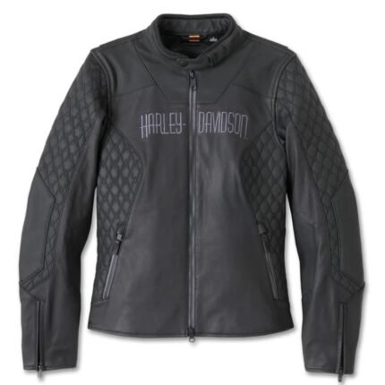 HARLEY DAVIDSON WOMENS WILLIE G SKULL GRAPHIC LEATHER RIDING JACKET