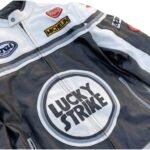 LUCKY STRIKE BIKER STREETWEAR FASHION MOTORCYCLE COWHIDE LEATHER RACING JACKET