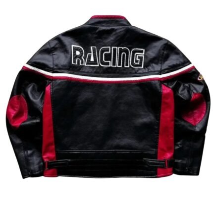 NARSON LUCKY STRIKE BLACK MOTORCYCLE FASHION STREETWEAR CLASSIC LEATHER JACKET