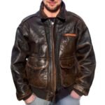 NARSON LUCKY STRIKE BROWN VINTAGE LEATHER AVIATOR JACKET