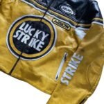 NARSON LUCKY STRIKE MOTORCYCLE RIDING GEAR STREETWEAR GENUINE COWHIDE LEATHER BIKER JACKET