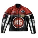NARSON LUCKY STRIKE RACING MOTORCYCLE COWHIDE LEATHER JACKET