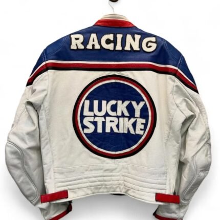NARSON LUCKY STRIKE RACING MOTORCYCLE RIDING MOTORCYCLE RIDING GEAR LEATHER BIKER JACKET