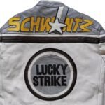 NARSON LUCKY STRIKE RACING MOTORCYCLE RIDING GEAR GENUINE LEATHER JACKET