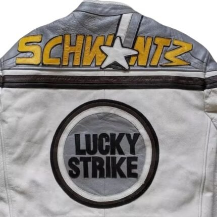 NARSON LUCKY STRIKE RACING MOTORCYCLE RIDING GEAR GENUINE LEATHER JACKET