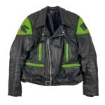 NARSON KAWASAKI BLACK MOTORCYCLE LEATHER BIKER JACKET