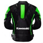 NARSON KAWASAKI NINJA BLACK GREEN RACING MOTORCYCLE COWHIDE LEATHER JACKET