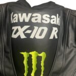 NARSON KAWASAKI BLACK RACING ZX10R MOTORBIKE GENUINE LEATHER BIKER JACKET