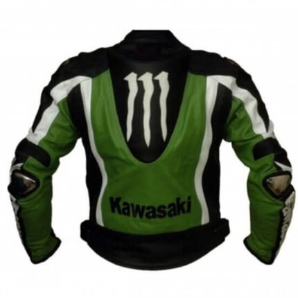 NARSON KAWASAKI NINJA GREEN AS BLACK MOTORCYCLE RACING LEATHER JACKET