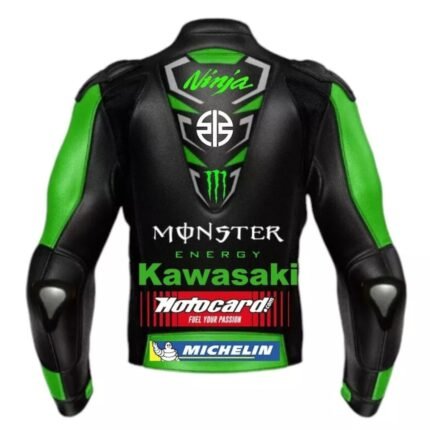 NARSON KAWASAKI NINJA MONSTER ENERGY MOTORCYCLE RIDING GEAR GENUINE COWHIDE LEATHER JACKET