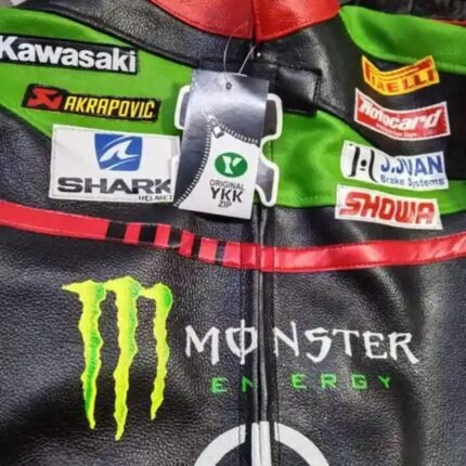 NARSON KAWASAKI NINJA MOTORCYCLE RACING COWHIDE LEATHER JACKET