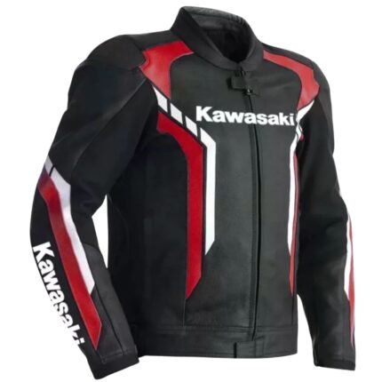 NARSON KAWASAKI RACING BLACK MOTORCYCLE CE ARMORS COWHIDE LEATHER JACKET